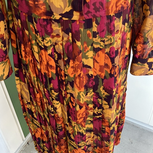 Vintage 80s 90s Leslie Fay Petite Collections Fall Print Dress - Picture 4 of 8